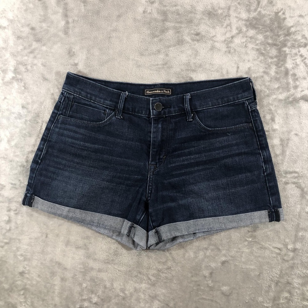Abercrombie & Fitch Denim Jean Shorts Womens 26 Blue Cutoff Roll Cuff Casual